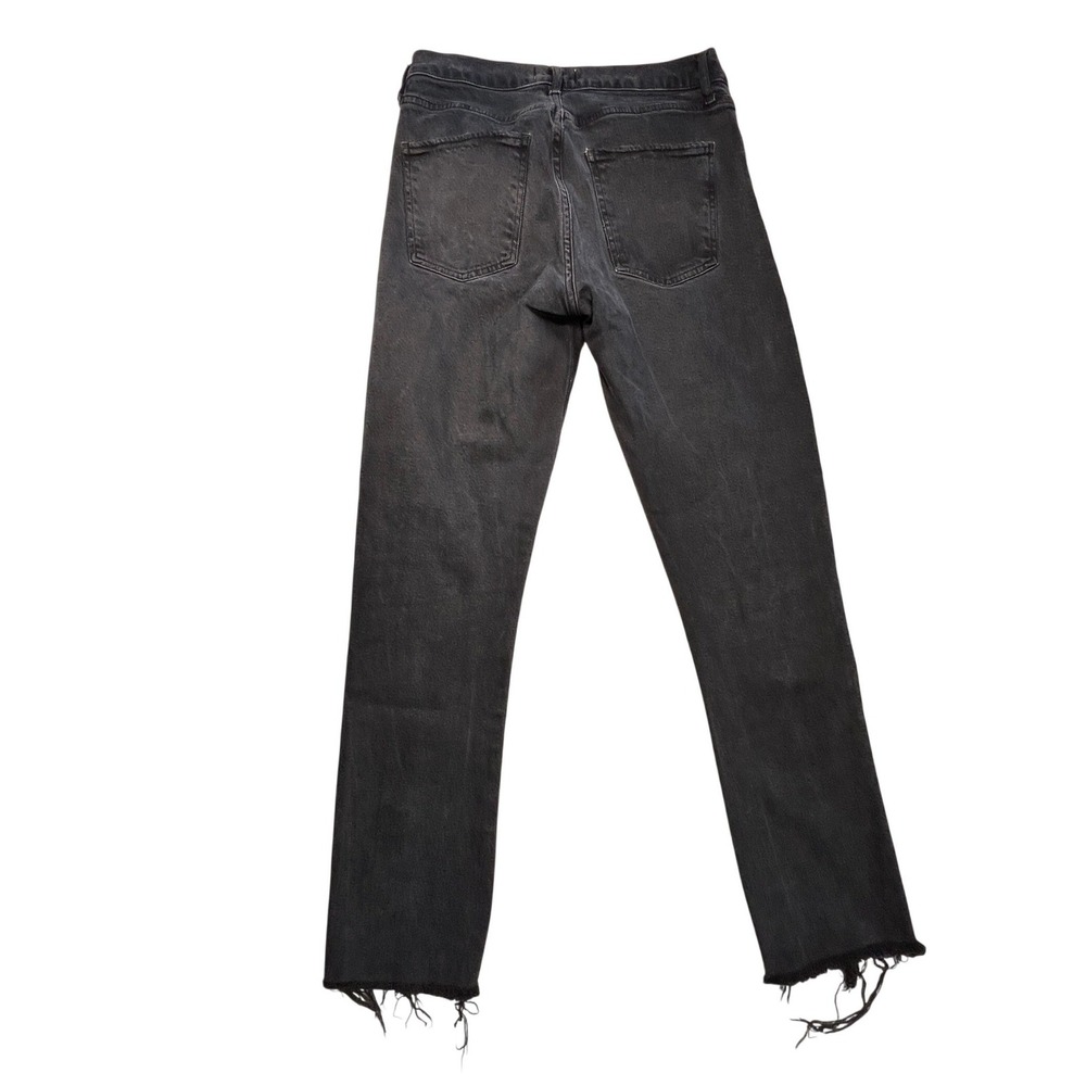 Agolde Toni Slim Straight Jeans Womens 26 Black High Rise Raw Hem Organic Cotton - Picture 3 of 11